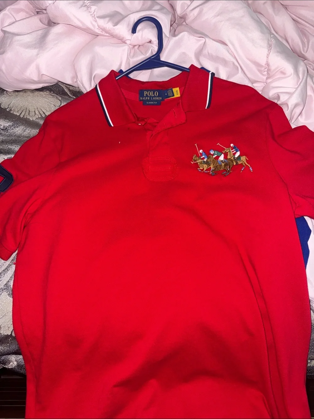 Polo by Ralph Lauren Red Men's Polo with Multi-Color Embroidered Players